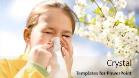  Presentation with spring tree - Cool new slide deck with blowing her nose near spring backdrop and a lemonade colored foreground