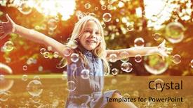  Presentation with it´s a girl - Beautiful PPT layouts featuring blowing leaf - happy little girl in autumn backdrop and a gold colored foreground