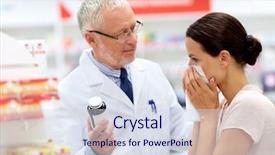  Presentation with apothecary - Beautiful presentation design featuring blowing nose at pharmacy backdrop and a sky blue colored foreground