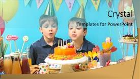  Presentation with party candles - Beautiful PPT theme featuring blowing out candles on birthday backdrop and a arctic colored foreground
