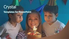  Presentation with party candles - PPT theme having blowing out candles on birthday background and a ocean colored foreground