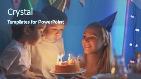  Presentation with party candles - Colorful slides enhanced with blowing out candles on birthday backdrop and a ocean colored foreground