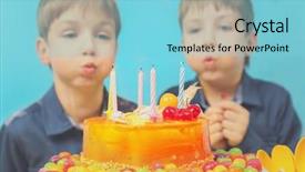  Presentation with birthday cake - Slides with blowing out candles on birthday background and a  colored foreground