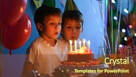  Presentation with party candles - Theme with blowing out candles on birthday background and a tawny brown colored foreground
