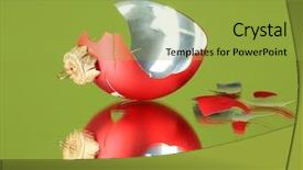  Presentation with green abstracts - PPT theme enhanced with blown glass - broken christmas toy on green background and a  colored foreground