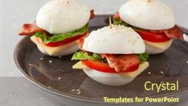  Presentation with diet low carb - Beautiful PPT theme featuring blt-egg-sandwich-with-cheese backdrop and a tawny brown colored foreground