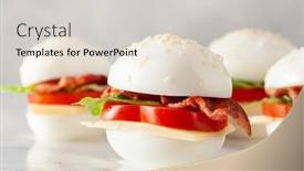  Presentation with diet low carb - PPT theme consisting of blt-egg-sandwich-with-cheese background and a light gray colored foreground