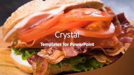  Presentation with bacon - Presentation theme with blt-sandwich-with-fried-bacon background and a crimson colored foreground