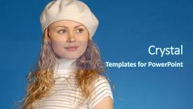  Presentation with take - Presentation theme featuring blu eye - blonde in white take background and a  colored foreground