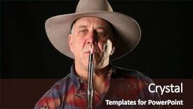  Presentation with cowboy - Amazing slides having blu eye - cowboy blows smoke backdrop and a tawny brown colored foreground
