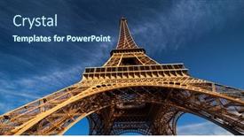  Presentation with france - PPT theme with blu-sky-and-eiffel-tower background and a ocean colored foreground