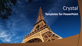  Presentation with eiffel tower paris france - PPT layouts featuring blu-sky-and-eiffel-tower background and a navy blue colored foreground