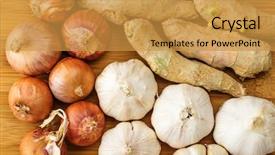  Presentation with garlic - Slide set enhanced with mount vernon - field of yellow and red background and a red colored foreground.