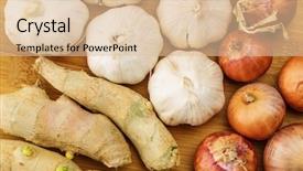  Presentation with ginger and oil - Presentation design featuring blub - heap of ginger garlic background and a lemonade colored foreground