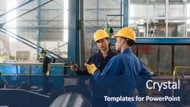  Presentation with information - PPT layouts featuring blue - asian experts checking information background and a navy blue colored foreground