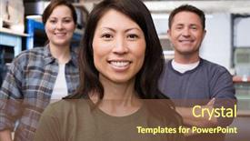  Presentation with farewell colleagues - Presentation design having blue - colleagues background and a tawny brown colored foreground