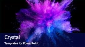  Presentation with explosion - Cool new slide set with blue - explosion of coloured powder isolated backdrop and a navy blue colored foreground