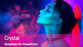  Presentation with design fashion - Theme featuring blue - high fashion model woman background and a purple colored foreground