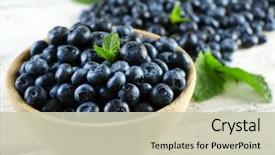  Presentation with blue mint - Slide deck having blue - tasty ripe blueberries with mint background and a soft green colored foreground