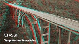  Presentation with bridge - Cool new presentation theme with blue 3d - 3d stereo anaglyph bridge backdrop and a tawny brown colored foreground