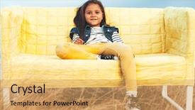  Presentation with old - Theme with blue 7 yellow - 7 years old child sitting background and a  colored foreground