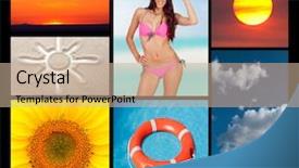  Presentation with photo collage for company behind the scen - Presentation enhanced with blue 7 yellow - beautiful collage of seven photos background and a coral colored foreground