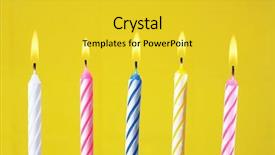  Presentation with of happy birthday candles - Beautiful presentation design featuring blue 7 yellow - birthday candles backdrop and a  colored foreground