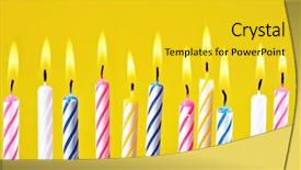  Presentation with of happy birthday candles - Slides having blue 7 yellow - birthday candles background and a  colored foreground