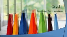  Presentation with paper bag vs plastic bags - PPT theme having blue 7 yellow - colourful paper shopping bags background and a  colored foreground