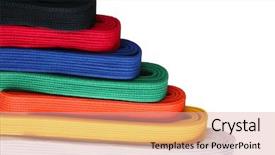  Presentation with martial arts - Slide deck having blue 7 yellow - seven colors of martial arts background and a coral colored foreground