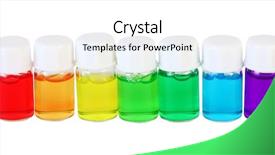  Presentation with oils - Presentation theme having blue 7 yellow - seven small bottles of different background and a  colored foreground