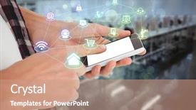  Presentation with blue design - Slide set consisting of blue abstract light spot design background and a coral colored foreground