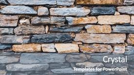  Presentation with joints - Slides consisting of blue abstract solid - stone wall texture mud joints background and a  colored foreground