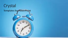  Presentation with alarm - Theme consisting of blue alarm clock on table background and a light blue colored foreground