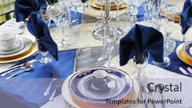  Presentation with blue gold - Cool new theme with blue and gold dishes set backdrop and a light blue colored foreground