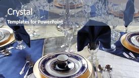  Presentation with blue gold - Colorful slide deck enhanced with blue and gold dishes backdrop and a ocean colored foreground