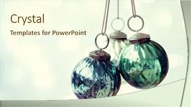  Presentation with blue green - Slides featuring decoration classic - blue and green christmas ornaments background and a cream colored foreground
