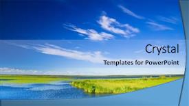  Presentation with blue green - Presentation theme enhanced with blue and green idyllic view background and a light blue colored foreground