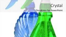  Presentation with spray - Cool new theme with blue and green spray bottles isolated on white backdrop and a white colored foreground