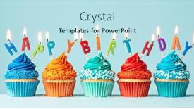  Presentation with cupcakes - Slide set having blue-and-orange-birthday-cupcakes background and a sky blue colored foreground