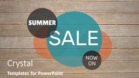  Presentation with blue orange - Audience pleasing slide set consisting of blue and orange circular sale graphic on decking backdrop and a coral colored foreground