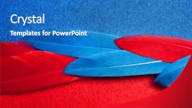  Presentation with carnival - PPT theme consisting of blue and red feathers carnival background and a teal colored foreground