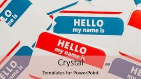  Presentation with name - Audience pleasing slide deck consisting of blue and red hello backdrop and a coral colored foreground