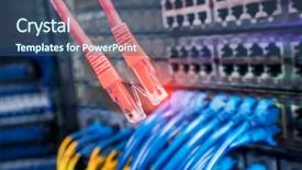  Presentation with isp network cables closeup - Audience pleasing slides consisting of blue and red network cables backdrop and a  colored foreground