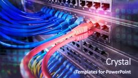  Presentation with network cabling - Slides having blue and red network cables background and a tawny brown colored foreground