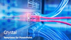  Presentation with data center - Presentation theme featuring blue and red network cables background and a teal colored foreground