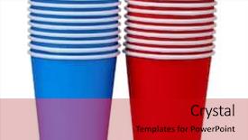  Presentation with red white blue - Colorful slide deck enhanced with blue and red plastic cups backdrop and a  colored foreground