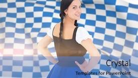  Presentation with pretty girl - PPT theme featuring blue and white flag background and a  colored foreground