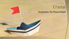  Presentation with red white blue - Audience pleasing slide set consisting of blue-and-white-paper-boat backdrop and a coral colored foreground