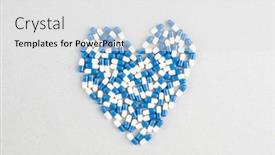  Presentation with medical pill medicine white blue - Amazing slide set having blue-and-white-pills-forming backdrop and a white colored foreground